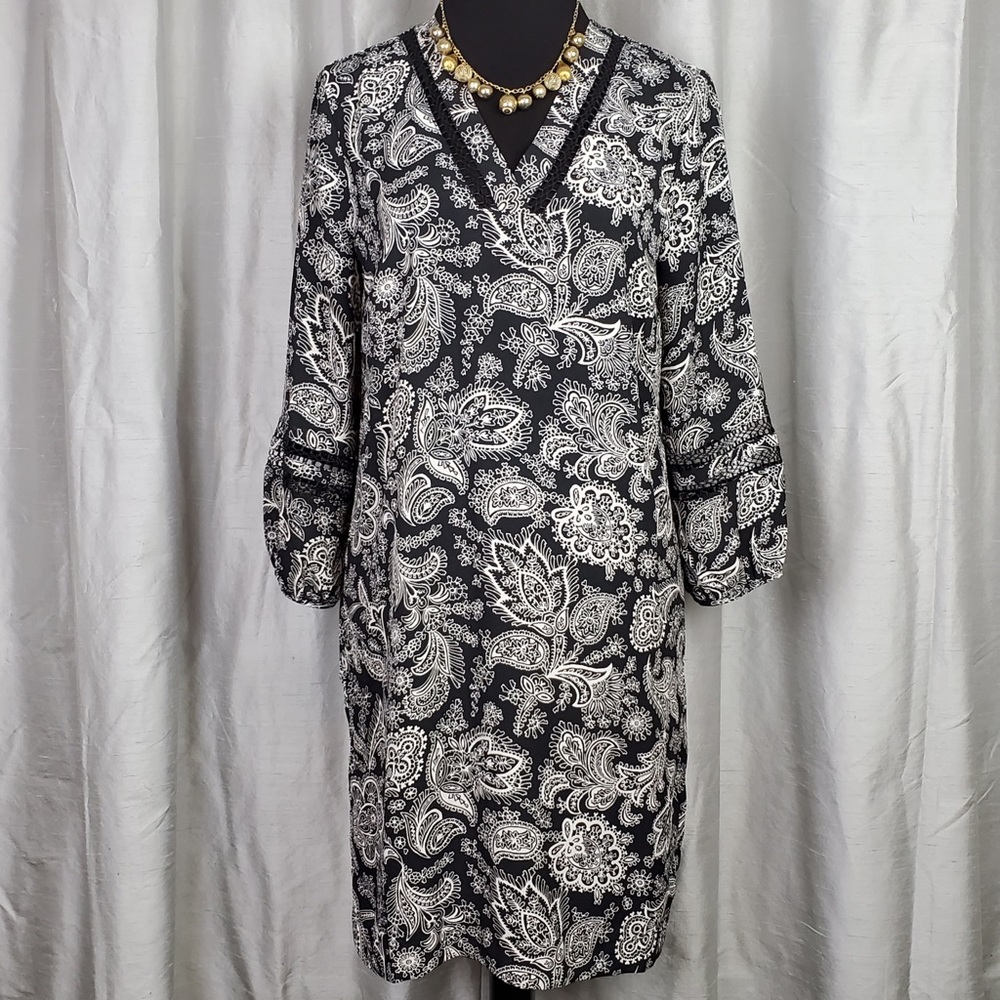 lNWT !SALE! Banana Republic Shift Dress Sz 6 Black White Print